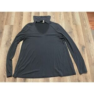 Lazy Sundays Shirt, Women's Size Small, Black, Turtleneck, Cut Out, Long Sleeve